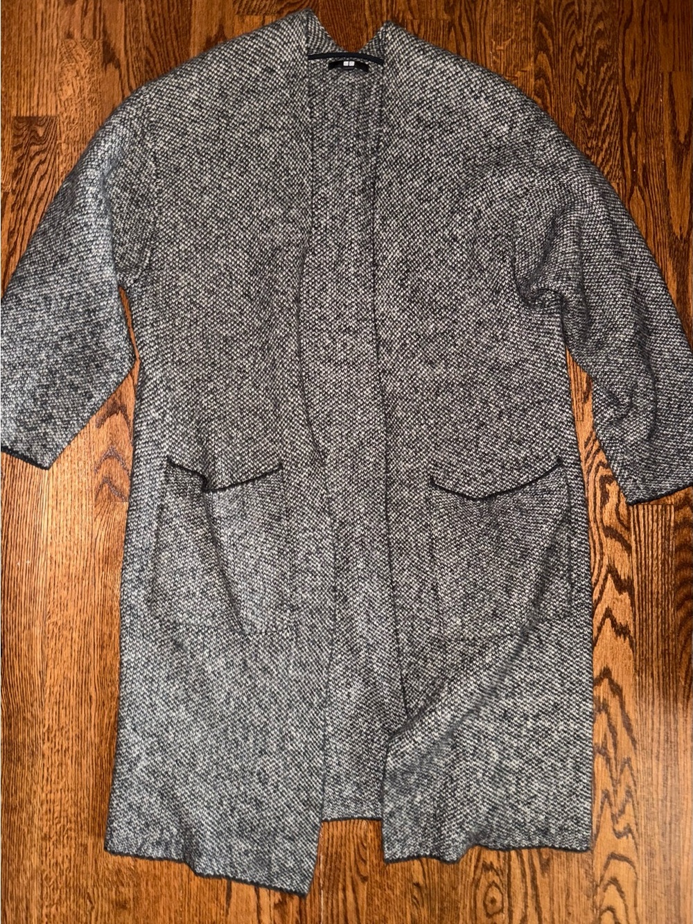 Uniqlo Gray Open-Front Longline Knit Cardigan Coat